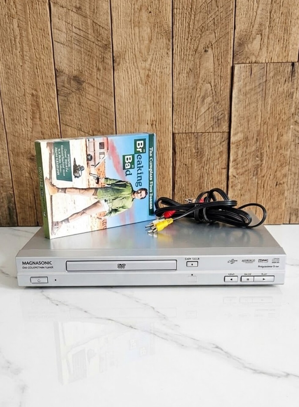 Magnasonic DVD802-2 DVD Player Bundle + Breaking Bad Seasom 1 & RCA Cables